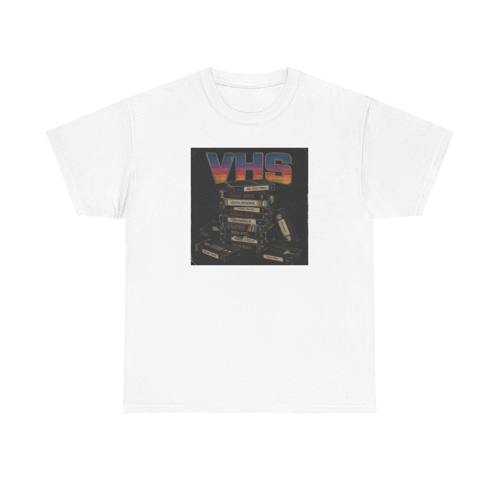 VHS Retro Stack T-Shirt — Vintage 80s Cassette Movie Graphic Tee